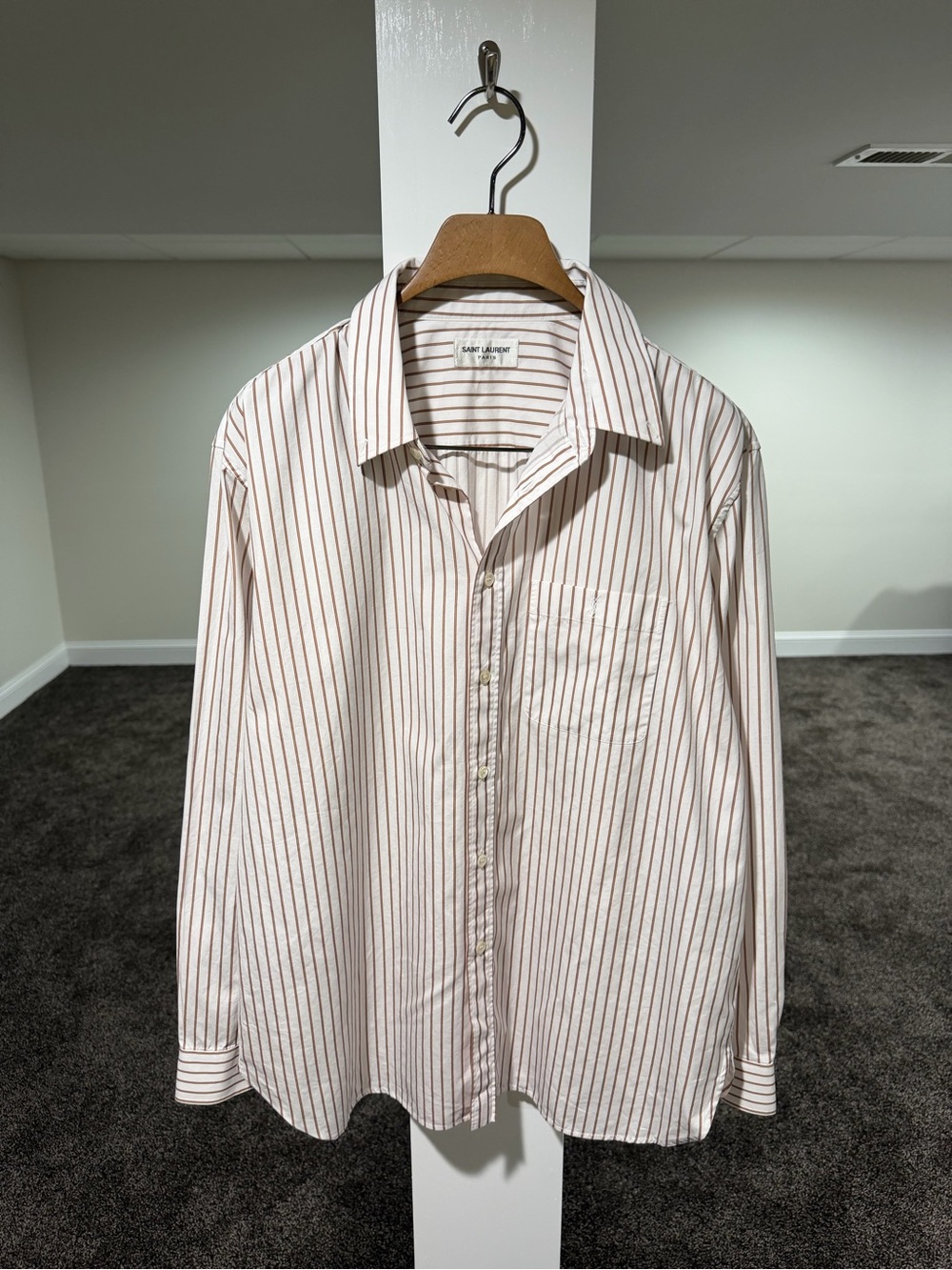 Saint Laurent Paris x Anthony Vaccarello 2022 Striped White Button Up Shirt